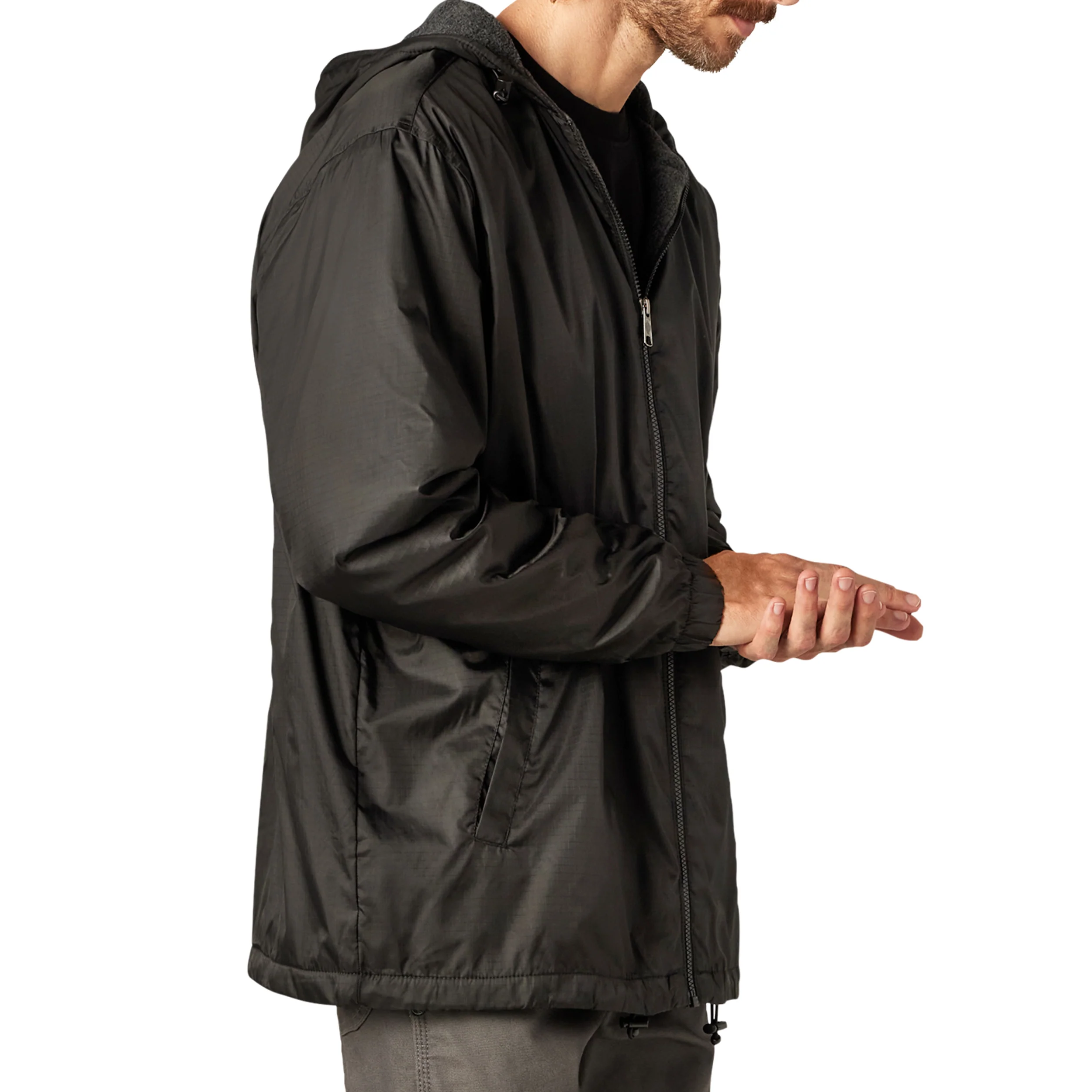 Fleece Lined Nylon Hooded Jacket - Image 13