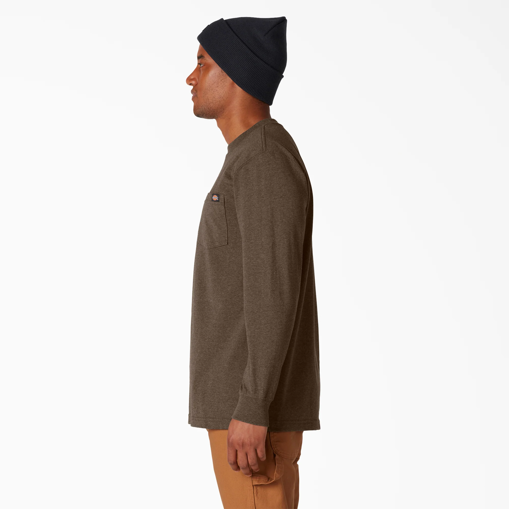 Heavyweight Heathered Long Sleeve Pocket T-Shirt - Image 3